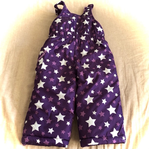 Oshkosh Winter Snow Pants Purple Stars Zip Clasp - Picture 3 of 7
